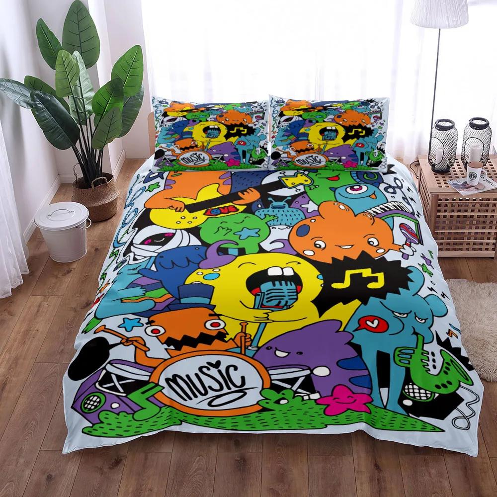Комплект пододеяльника Boogie To The Toon King Queen Double Full Twin Single Size Комплект постельного белья