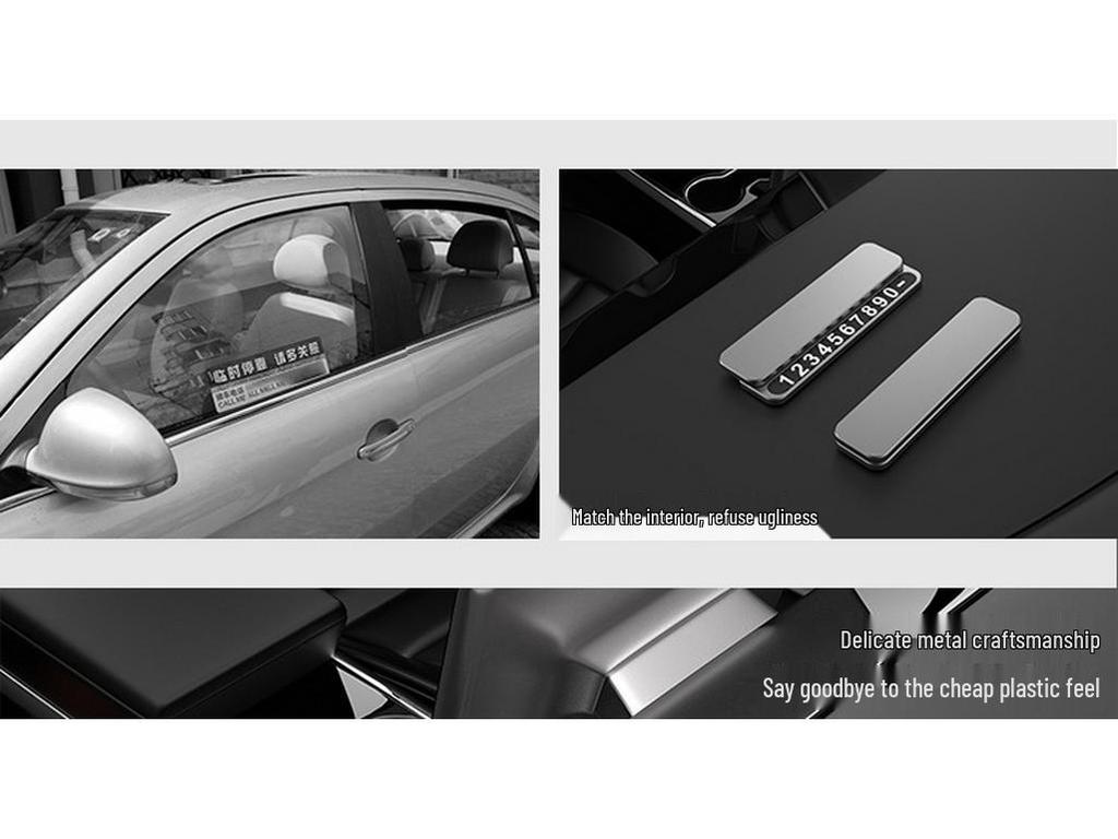 Роскошная временная парковочная табличка с алюминиевой пластиной для номера телефона для салона автомобиля