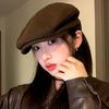 American Retro Solid Color Progressive Autumn and Winter Hat Showing Face Small Beret Female Literary Versatile Large Head Circumference Casual Hat