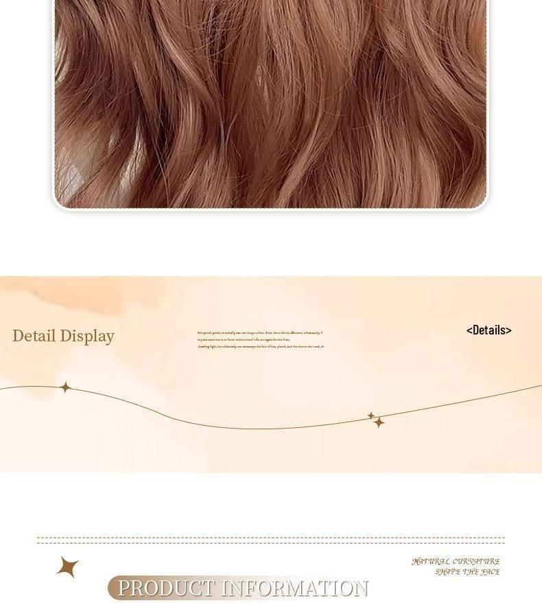 Champagne Color Long Curly Wig with Air Bangs - Korean Style for Women