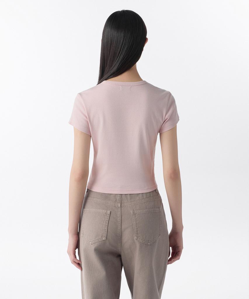MUSINSA STANDARD WOMAN Women'S Slim Crop Crew Neck T-Shirt [Desert Pink]