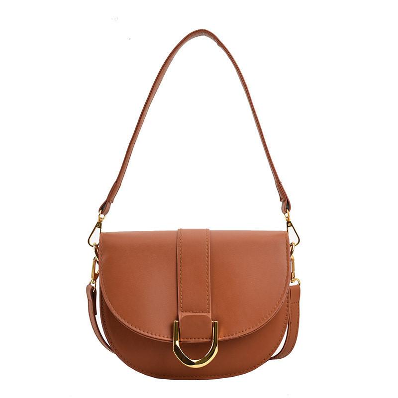 Trendy Vintage Saddle Bag For Women 2023 Fashionable Pu Shoulder Bag With Stitching