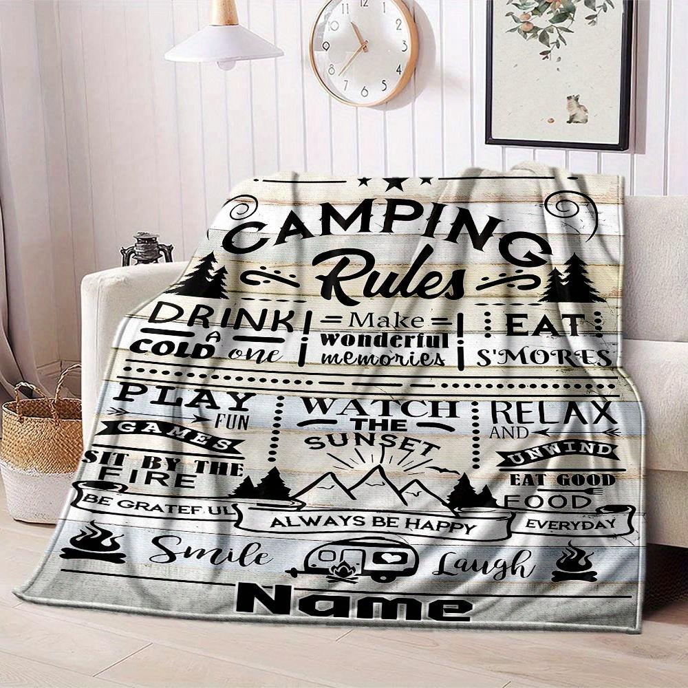 Camping Rules Home Customize Your Name Blankets Comfortable Soft Lightweight Allseason Multipurpose Blanket For Picnics Sofas Offices Beds Living