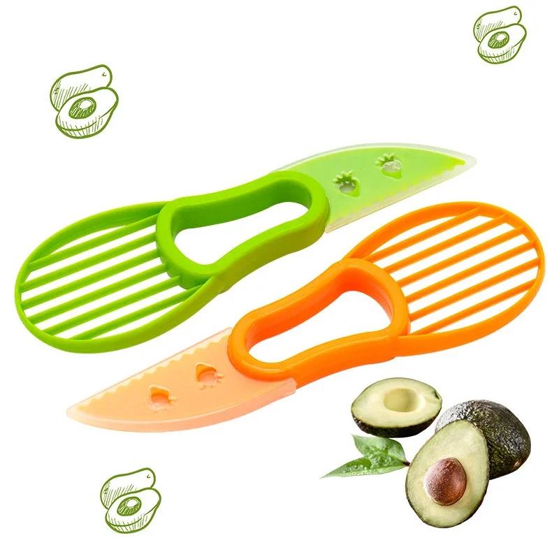 Новый 3 в 1 Авокадо Слайсер Ши Сердечник Масло Очиститель Фруктов Резак Отделитель Мякоти Пластиковый Нож Кухонные Инструменты Для Овощей