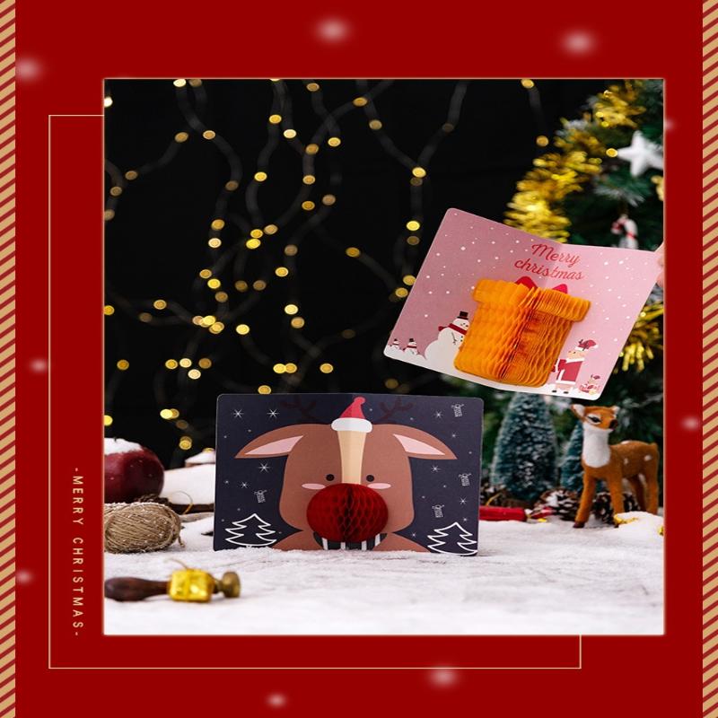 Pop Up Christmas Cards With Envelopes Sealing Stickers, 3D Honeycomb Xmas Cards, Cute Merry Christmas Card Holiday Greeting Gift