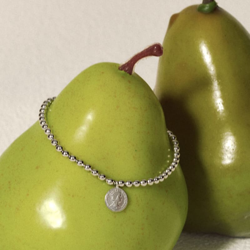 JUDY AND PAUL [925 Silver] Suetre Elizabeth Pendant All-Silver Ball Bracelet