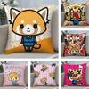 Мультяшная наволочка Aggretsuko, плюшевая ткань, мягкая, с двусторонней печатью, для дивана, теплая, зимняя, для дома, подарок для ребенка, наволочка для подушки