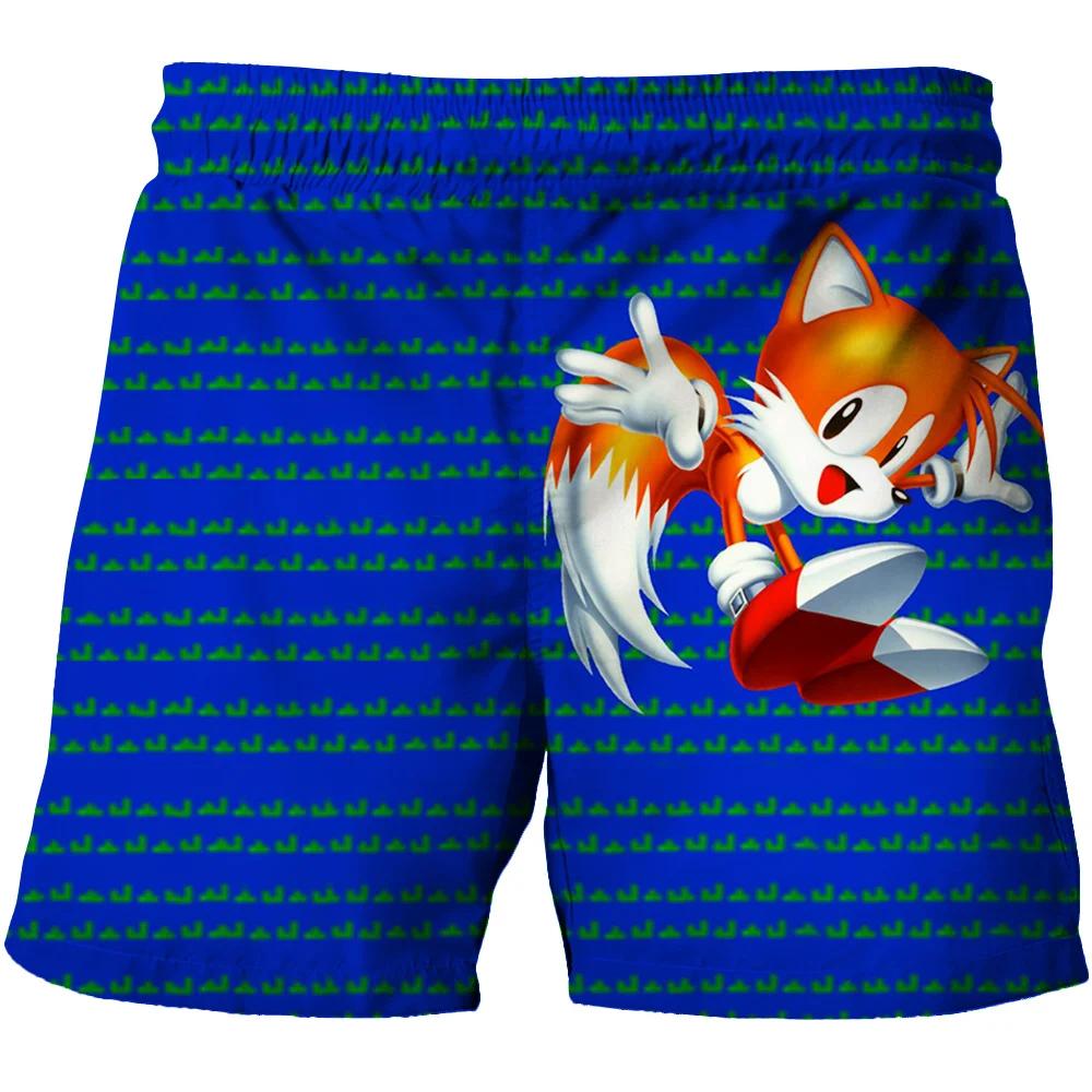 2025 MINISO Пляжные штаны для детей 4-14 лет Шорты Sonic 2 Штаны для девочек и мальчиков Штаны Харадзюку Для детей 3D Мультяшный принт Детские штаны