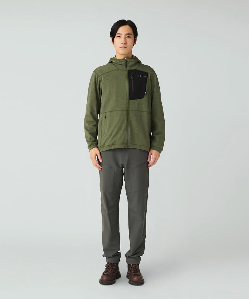 Snow Peak Polartec Power Grid Fleece Hoodie and Medium SPF-JK-25AU907, Men's Women's, Olive,
