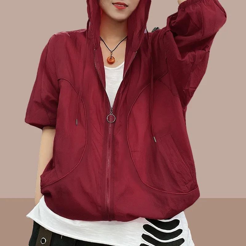 Женская летняя верхняя одежда топы модная куртка пляжная тонкая солнцезащитная защита от УФ-лучей пальто женские толстовки с капюшоном с длинным рукавом