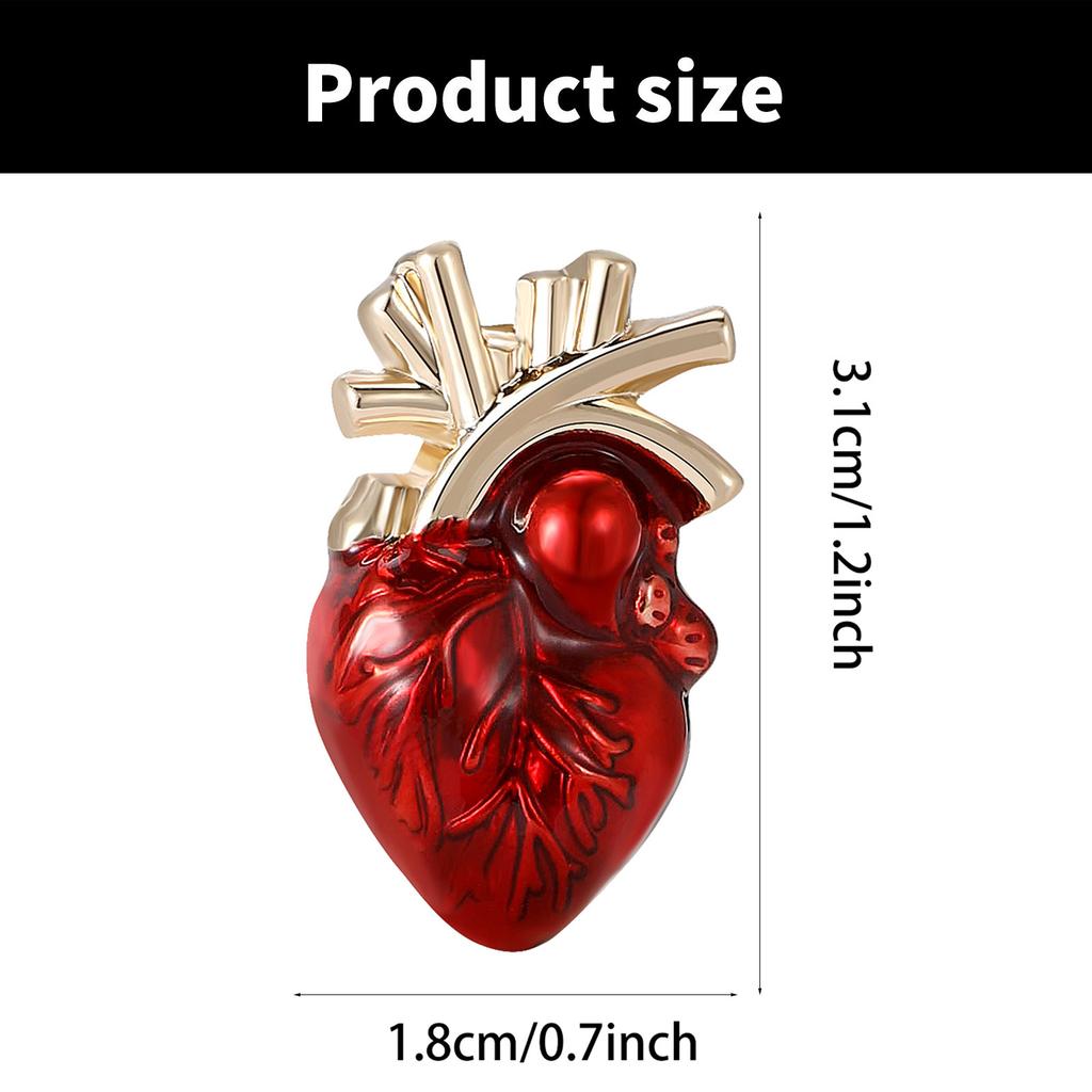 Human Body Organ Brooch Fashionable Alloy Heart Lapel Pin Accessory for Women and Girls Fashion Clothing Jewelry