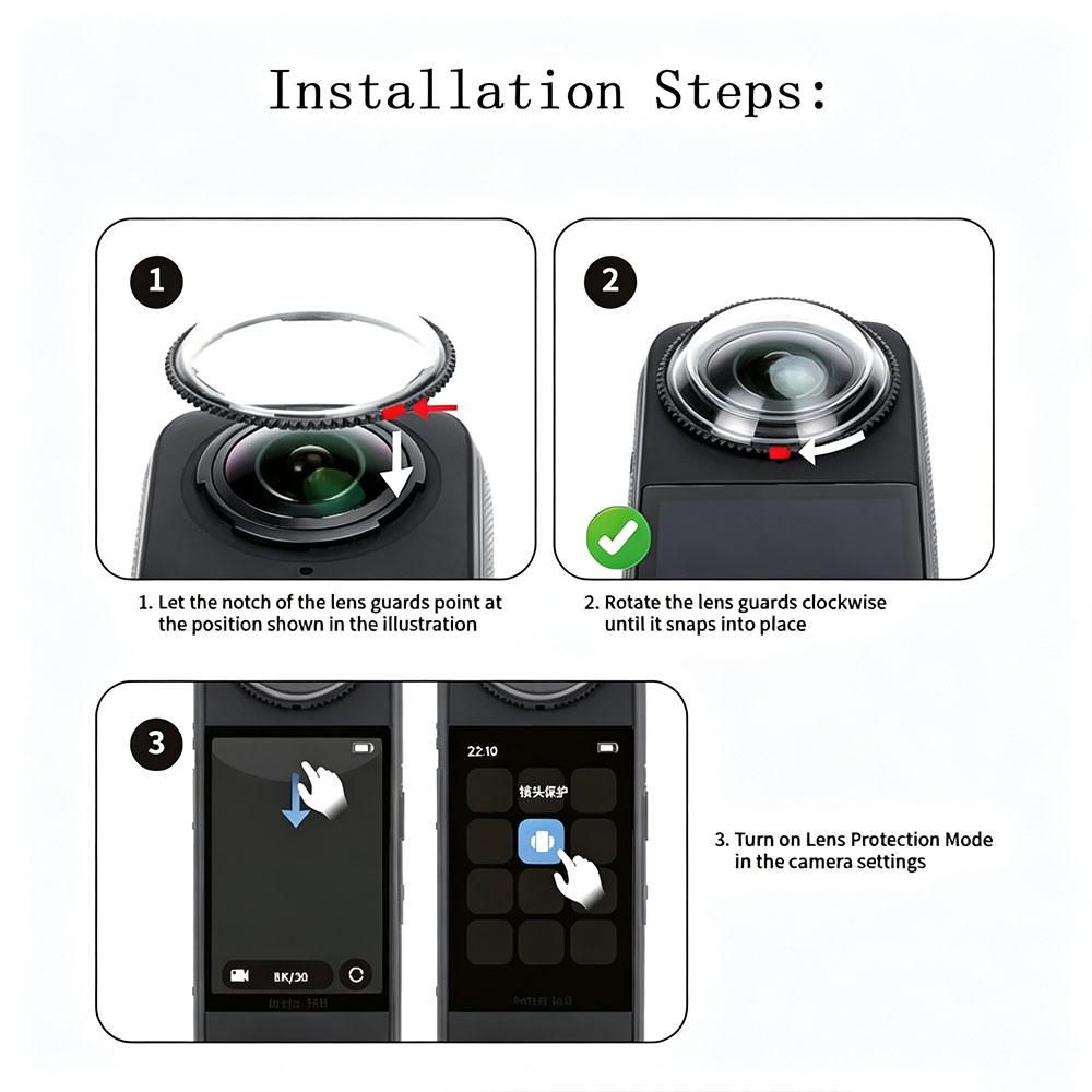 Removable Rotating Lens Guard for Insta360 X5 Plastic & Tempered Glass Standard Protective Lens Cover Action Camera Accessories