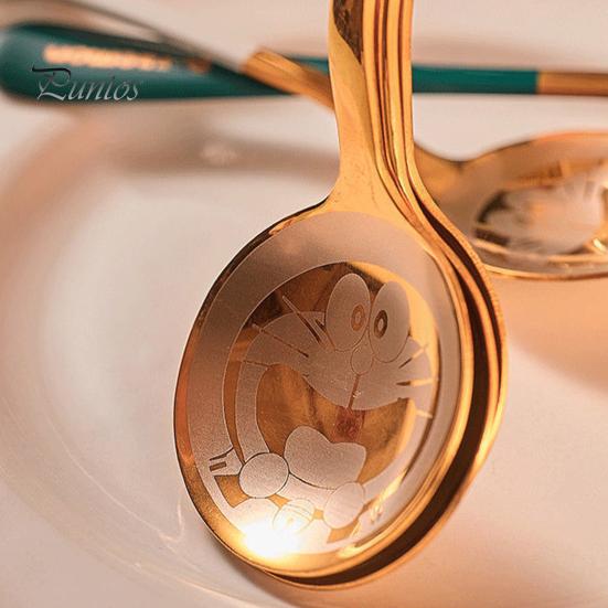 Ложка для супа с утолщенной длинной ручкой из нержавеющей стали Doraemon, милая кофейная ложка, столовые приборы для ресторана