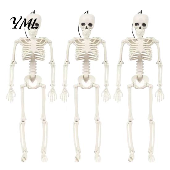 Mini Skeleton Props for Halloween Realistic Figure, 40cm Posable Joints Hanging Skull Decoration, Flexible Jointed Figures Plastic Bones Haunted