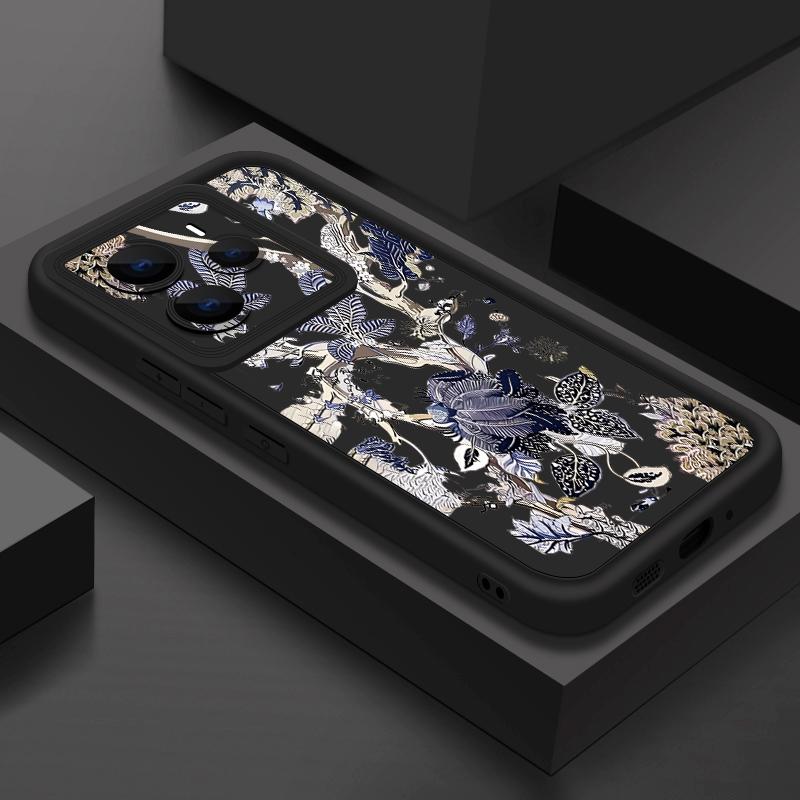 Luxury Retro Dark Floral Pattern Case For Xiaomi Redmi Note 14 13 Pro 5G 12 11 Funda Xiaomi 14T 13T 11T Pro Shockproof Bumper Silicone Cover