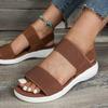 Summer Oversized Foreign Trade Women's Shoes Casual Elastic Strap Back Trip Strap Flyknit Polyurethane Flat Bottom Sandals for Women