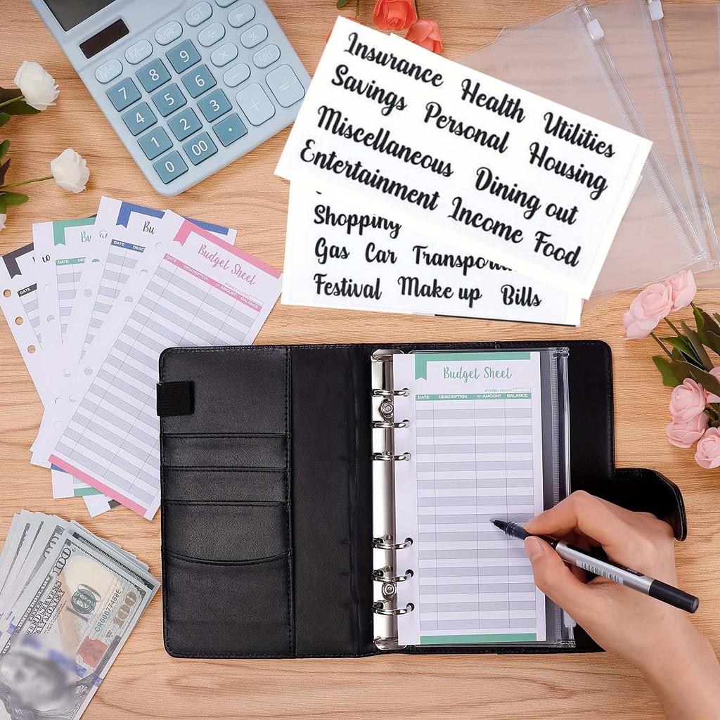 Папка А6, блокнот для записей от руки, блокнот с узором, блокнот на разъемных листах из ПУ кожи, карман на разъемных листах для наличных, блокнот для бюджетных записей