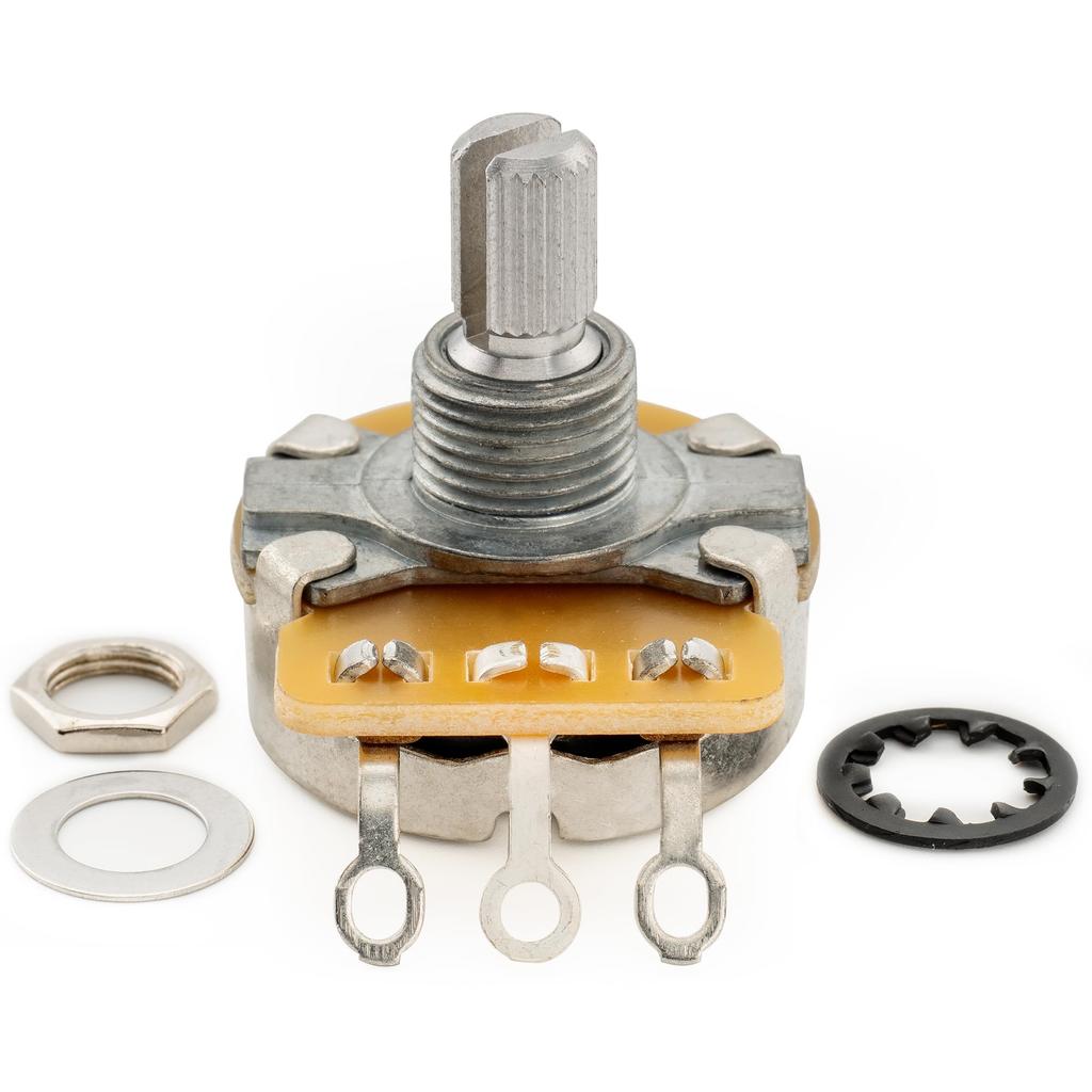 CTS 450 A250Kx2+B250K Potentiometers, Short Split Shaft 14" 10% AB Curve, for Electric Guitar and Bass (Set of 2)