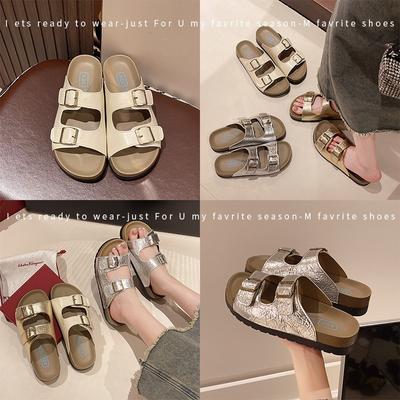 Шлепанцы на толстой подошве женские летние новые ретро повседневные пляжные шлепанцы прохладные на одном ремешке