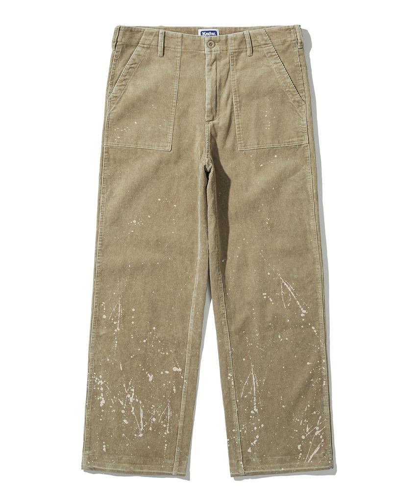 KND Washed & Splatter Paint Corduroy Fatigue Pants Sand Beige