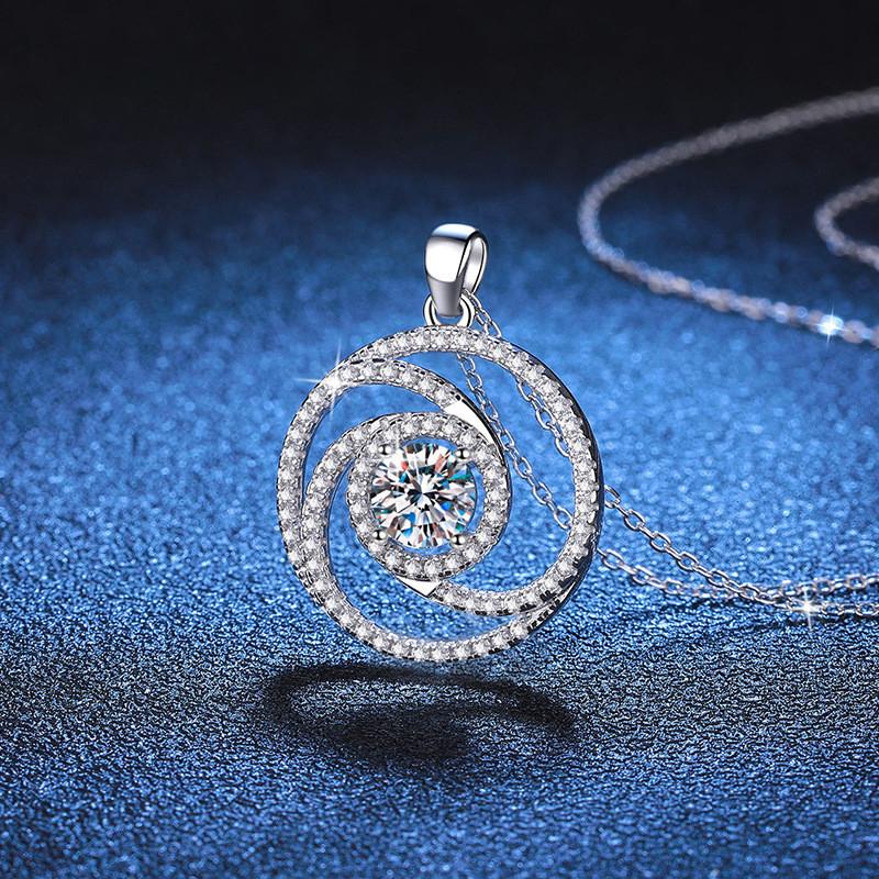 D Color 18K White Gold Moissanite Necklace 1 Carat Windmill Women S925 Silver Necklace Luxury Fashion Jewelry