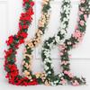 8.2ft Red Rose Artificial Silk Flower Garland Wedding Decor Fake Flowers for Home Room Decoration Autumn Fake Vine Plant Rattan