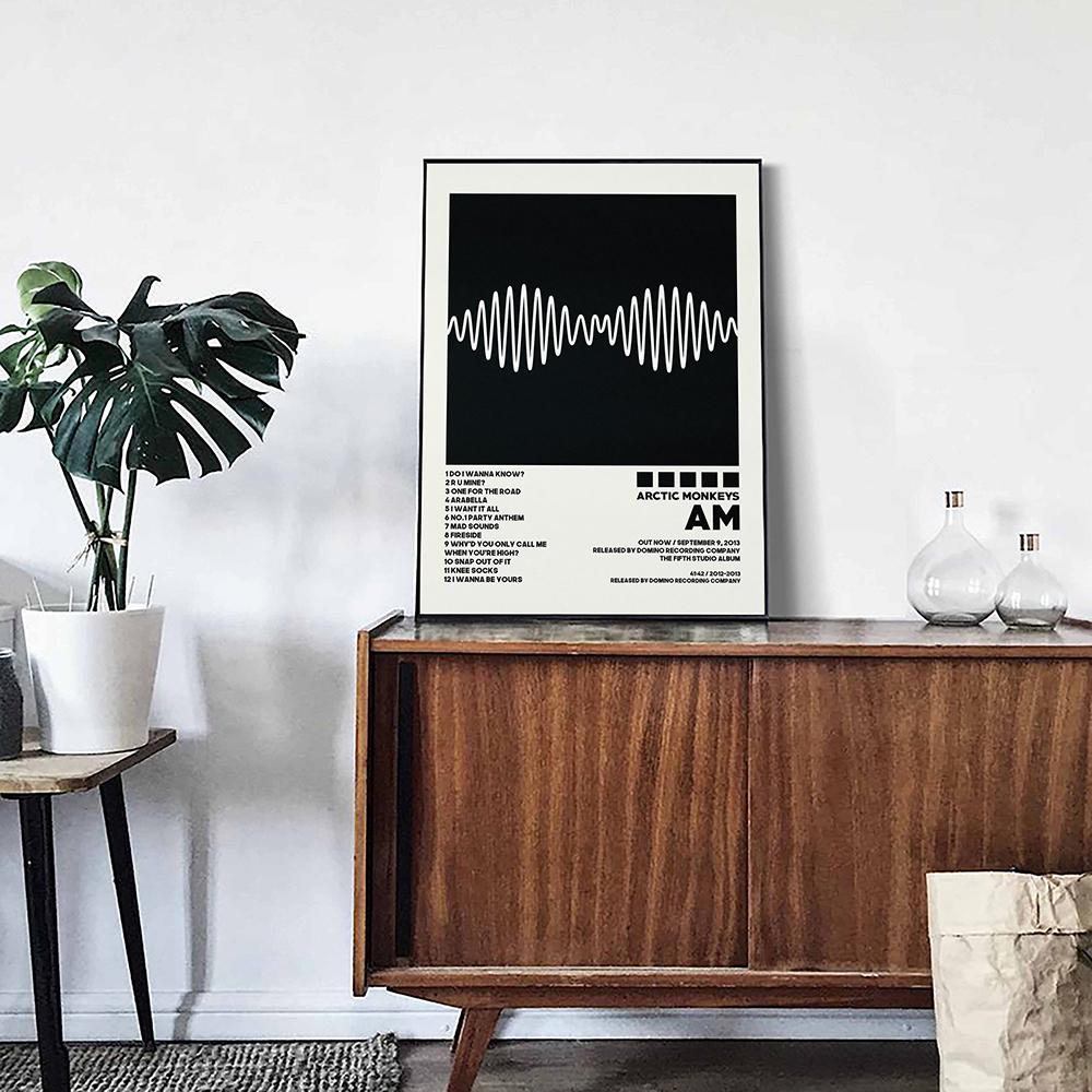 Черная обложка альбома с принтом Arctic Monkeys Am, альбом, музыкальная типография, постер, настенные художественные фотографии, холст, картина для спальни, домашний декор