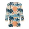 Women's Fashion Casual Round Neck 3/4 Sleeve Printed T-Shirt Ladies Top