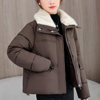 Модные женские зимние куртки с воротником из искусственного меха, повседневные толстые короткие парки, женское теплое пальто