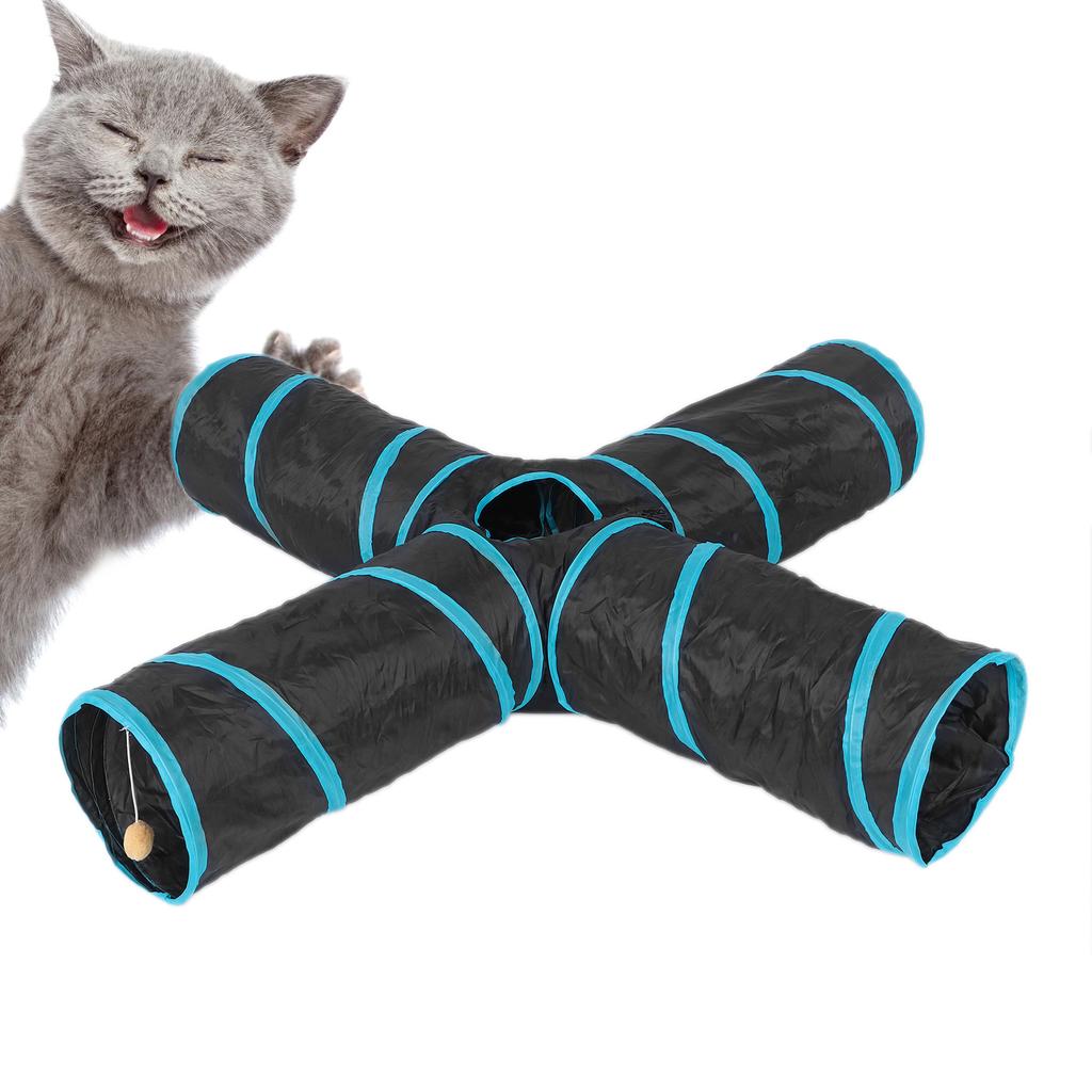 Туннель для игр с домашними животными, складной, 4-ходовой, с сумкой для хранения для кошек, собак, кроликов, для помещений и