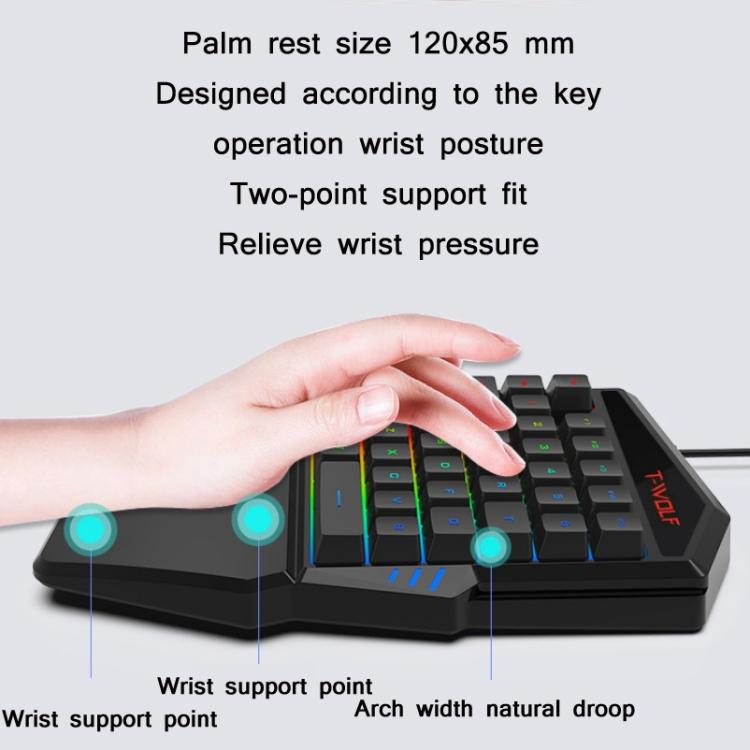 T-WOLF Mobile Gaming One-Handed Keyboard, Specification: Keyboard+Mouse+Throne