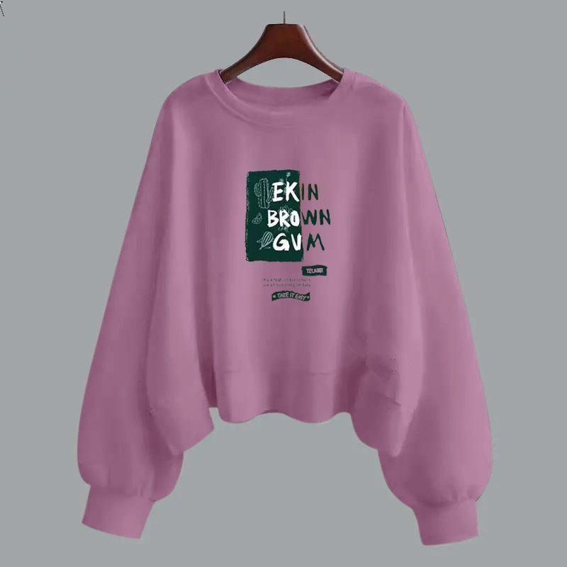 Фиолетовая хлопковая толстовка с капюшоном женская на весну и осень с длинными рукавами, корейская версия, с круглым вырезом, свободная, свободная, сентябрьский школьный сезон, ранняя осень, женская одежда