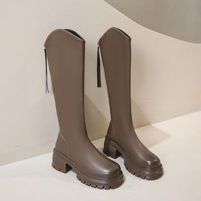 Маленькие сапоги на толстой подошве для женщин, новые модели осени 2025 года, но высокие сапоги-рыцари, сапоги для женщин, осенние и зимние сапоги