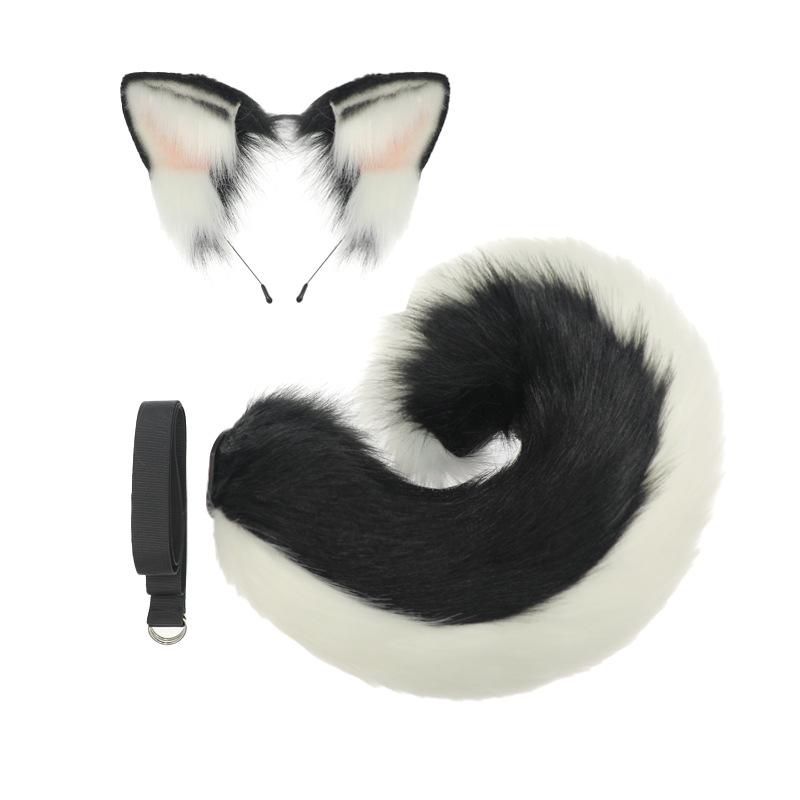 Comic Show Cos Props Handmade Kc Beast Ears Headband Dog Tail Plush Beast Ears Beast Tail Set