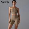Auroth Backless Bra Gym Running Set Women Summer Fitness Suit Push Up Short Pants Workout Outfit