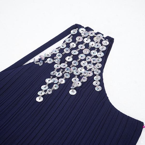 Kids Girls Ruched Shiny Beaded One Shoulder Dress High Waist High-low Hem Party Dress for Evening Proms