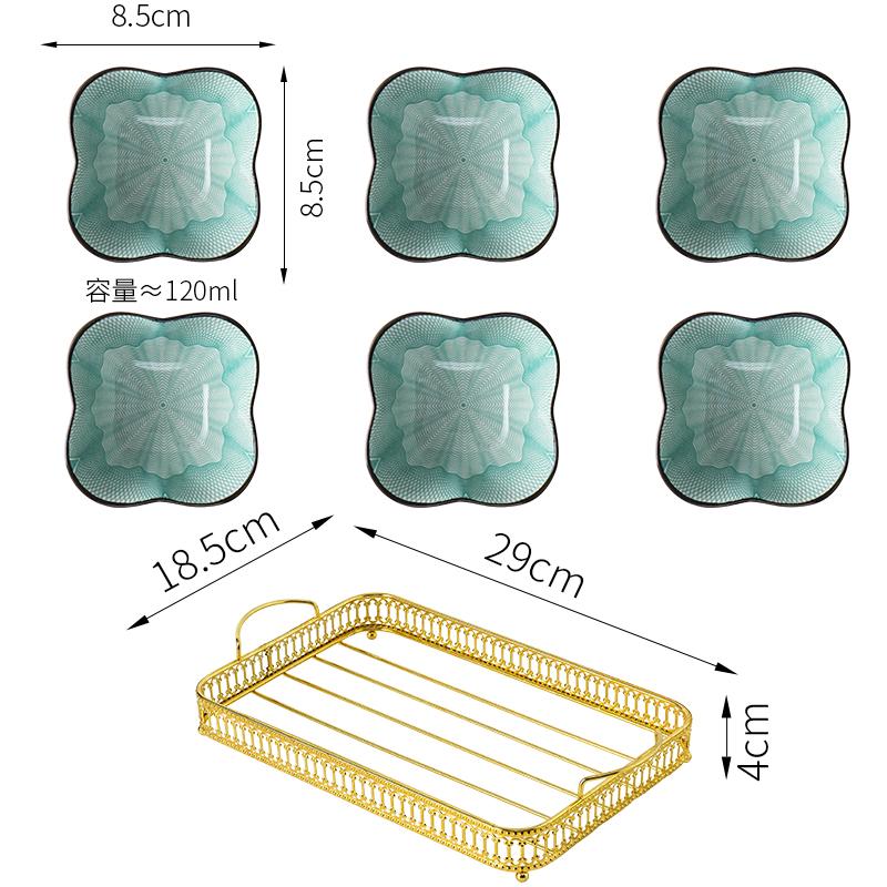 Керамическая тарелка для закусок Чаша для закусок с металлической рамкой Закуски в японском стиле Блюдо для сухофруктов с золотым основанием Тарелка для фруктов Dim Sum