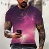 Summer Men's Top Oversized T-Shirt Casual Lightning Cool 3d Digital Print T Shirts for Male Short Sleeve Tee