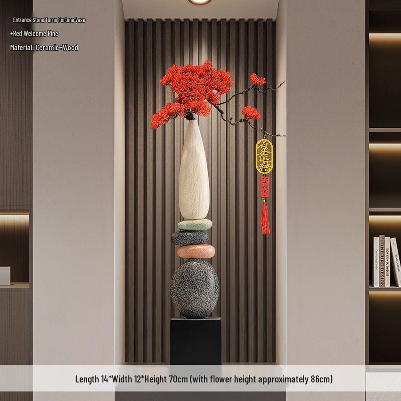 Стройная вертикальная керамическая ваза-орнамент для гостиной или фойе