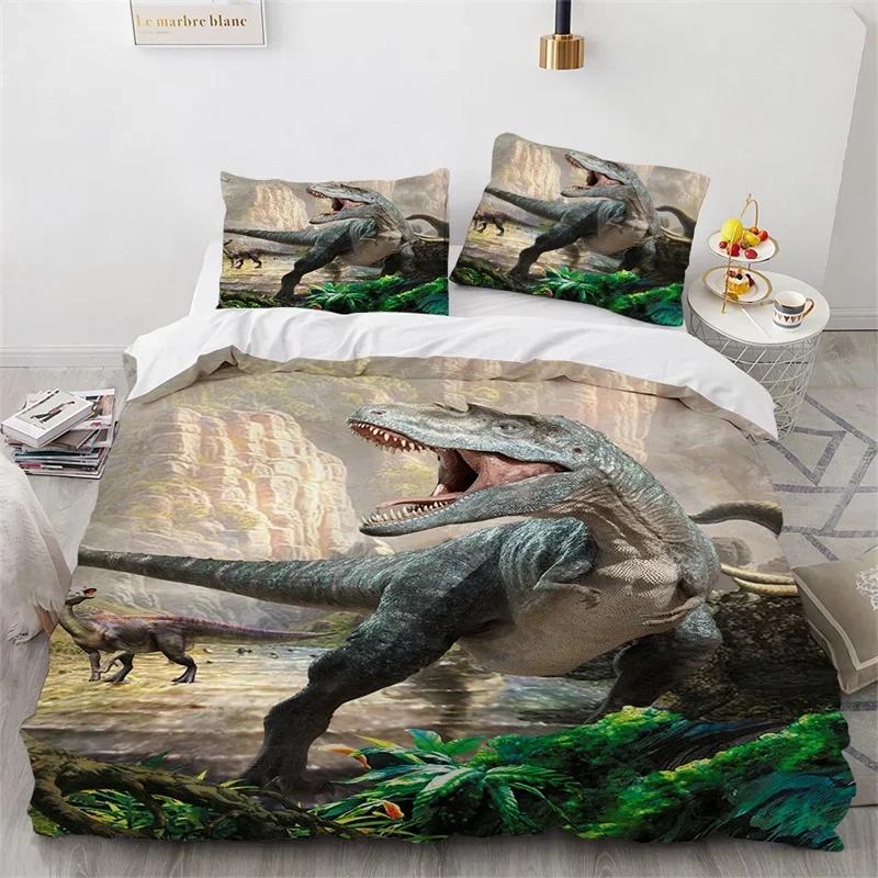 3D Dinosaur Duvet Cover Jurassic Animal Bedding Set Microfiber Comforter Cover King Full For Boys Teens Home Decor Birthday Gift