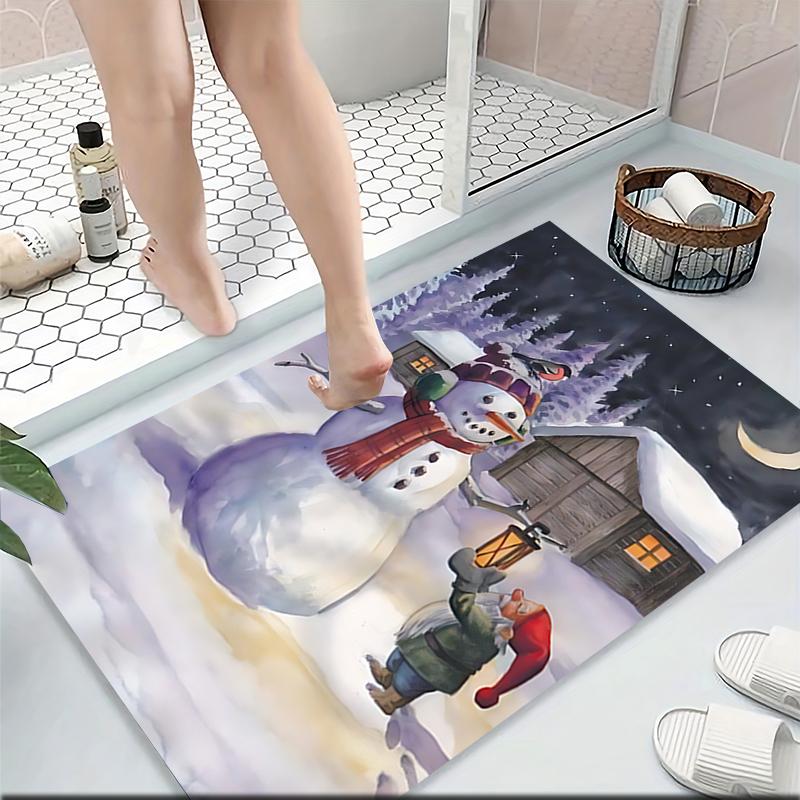 Snowman Moonlight Carpet Rug Soft Washable Anti Slip Home Living Room Sofa Mats Personalized Christmas Rug