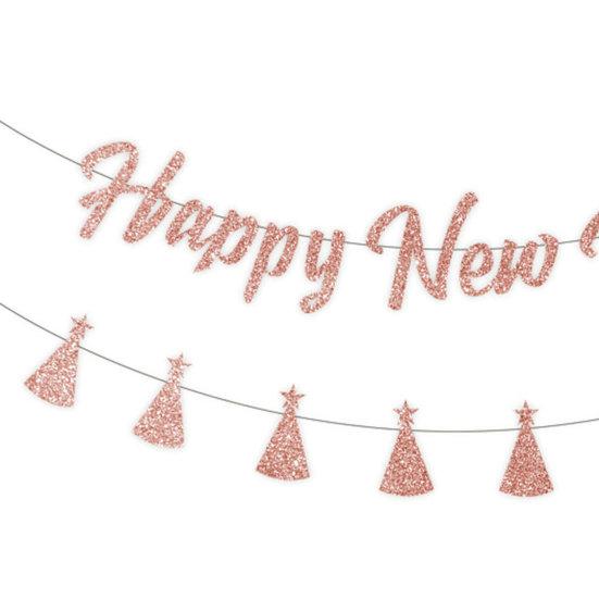 1 комплект, баннер с счастливым годом, долговечная блестящая подвесная шляпа, тянущий флаг, вечерние праздничные украшения