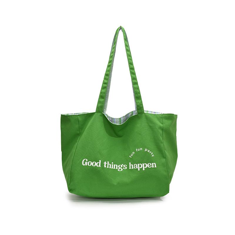 New Canvas Bag Lazy Wind Commuter Versatile Shoulder Bag Niche Casual Letter AB Face Tote Bag