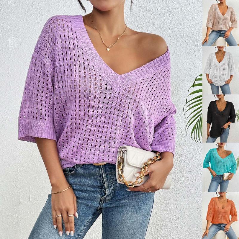 Женский повседневный топ с V-образным вырезом и рукавом пять четвертей