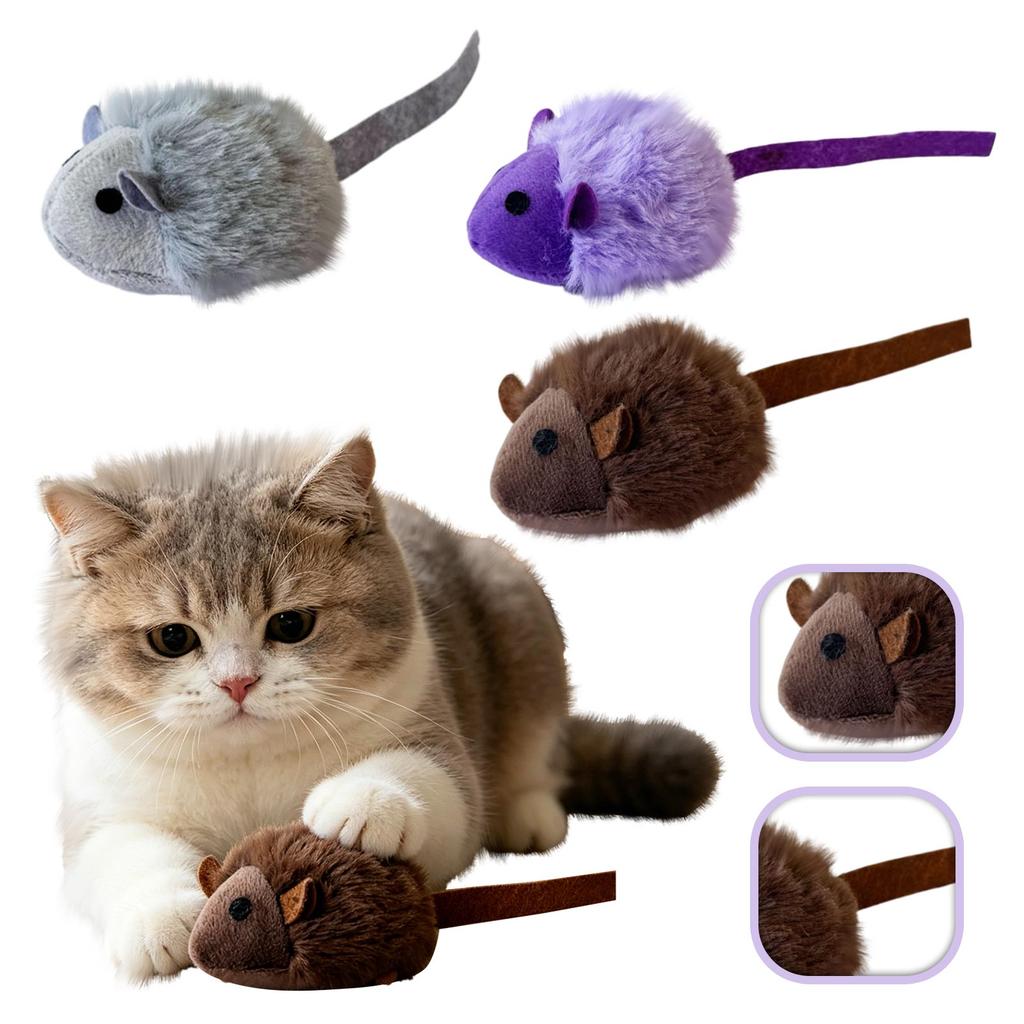 Plush Cat Toy Mouse Interactive Soft Stuffed Small Pet Toy with Sound for Cat Chewing and Playing Indoor Entertainment