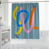 1Pc Modern Minimalist Abstract Art Shower Curtain, Digital Print, Bold Line Design, Bathroom Decor