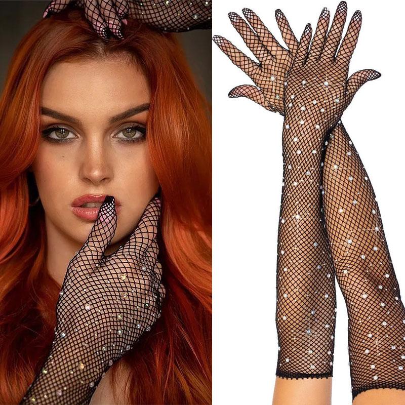 Fashion Shiny Rhinestone Bodysuit Women Sexy Lingerie Fishnet Dress Secret Lace Underwear Hot Sexy Set Erotic Shiny Bikinis