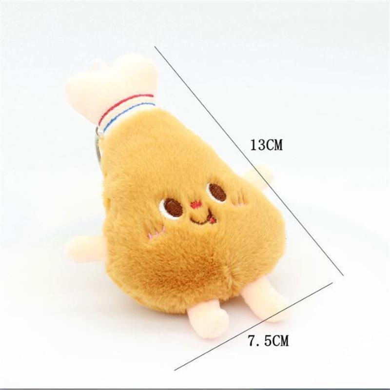 11CM Creative Bread Plush Toy Hamburger Bag Pendant Key Chain Chicken Leg Doll Stuffed Food Pendant For Christmas Gifts