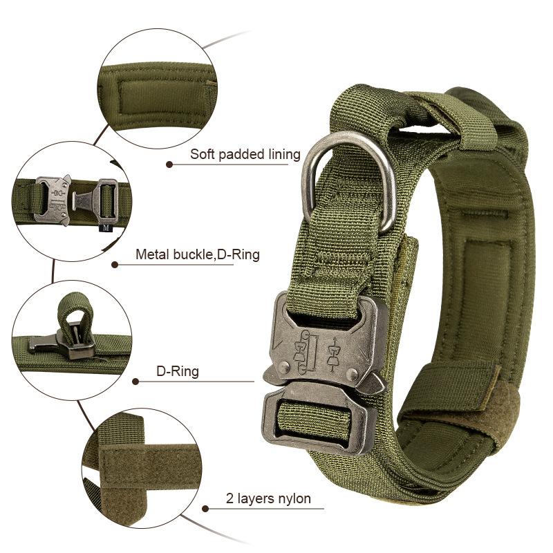 Pet Dog Collar Explosion-proof Tactical Collar with Handle Medium and Large Dog Collar