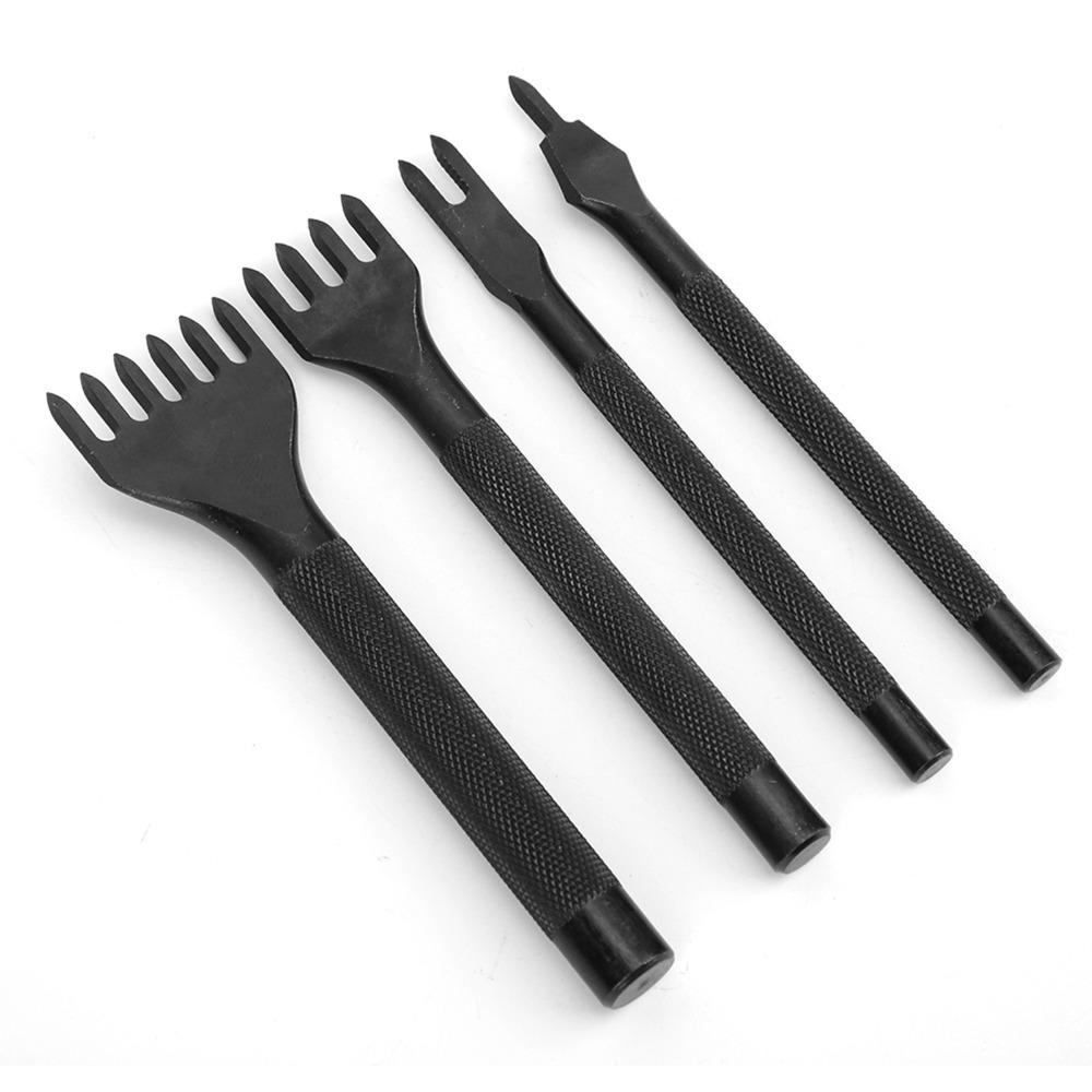 4pcs Steel Diamond Chisel Set 1/2/4/6 Prong Leather Stitching Punch For Handbag Wallets